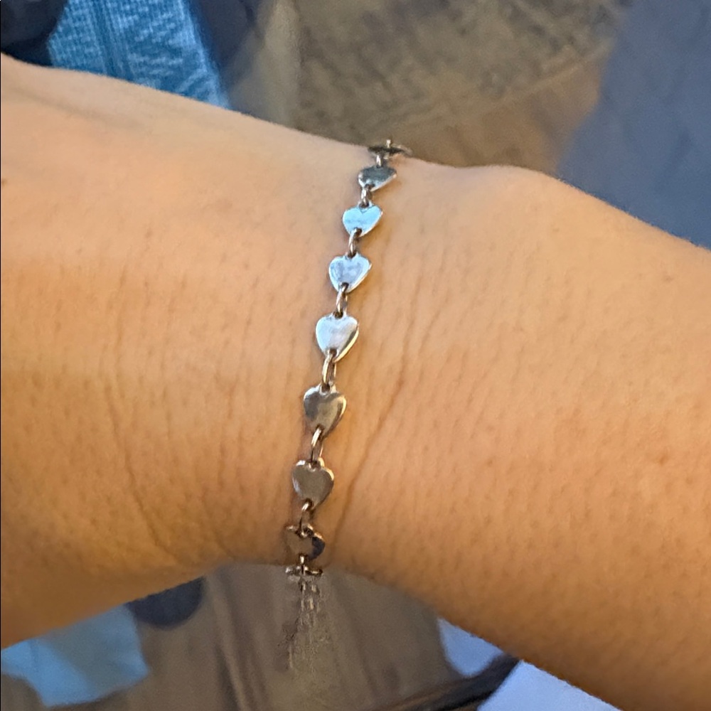 Vintage Sterling Silver marked 925 Italy Heart Bracelet - Picture 3 of 5